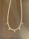 Pearl necklace with heart charms Beaded Necklaces