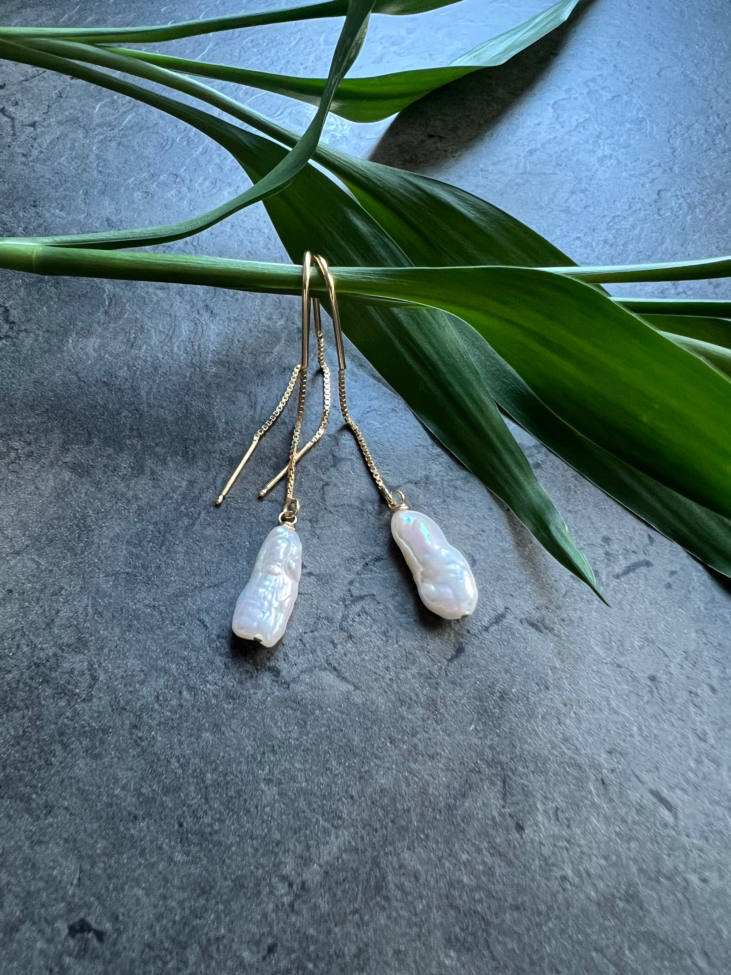 Pearl Threader Earrings Las Chapas Dangle & Drop Earrings