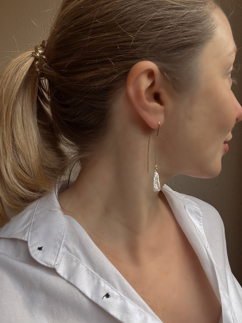 Pearl Threader Earrings Las Chapas Dangle & Drop Earrings