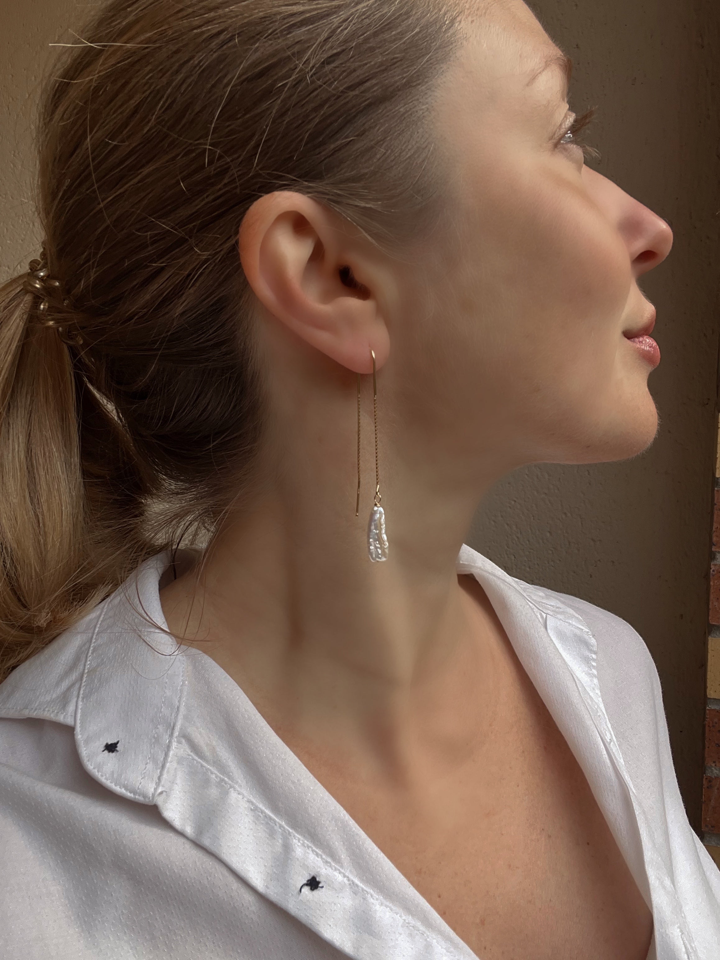 Pearl Threader Earrings Las Chapas Dangle & Drop Earrings