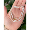 Perfect round top quality white pearl necklace with 18k