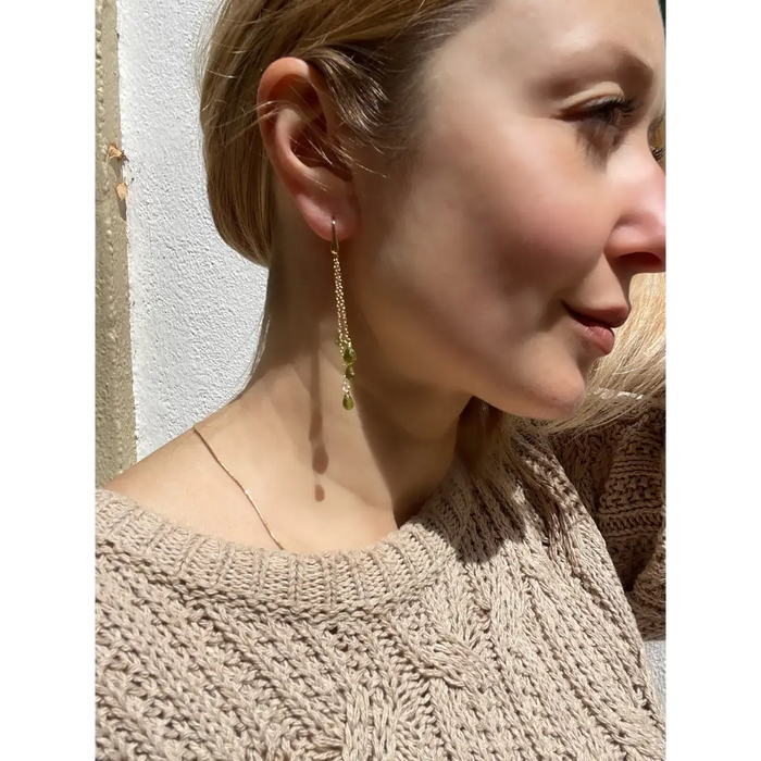 Peridot Cascade Earrings Gemstone statement long earrings