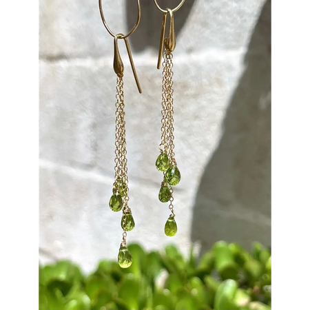 Peridot Cascade Earrings Gemstone statement long earrings