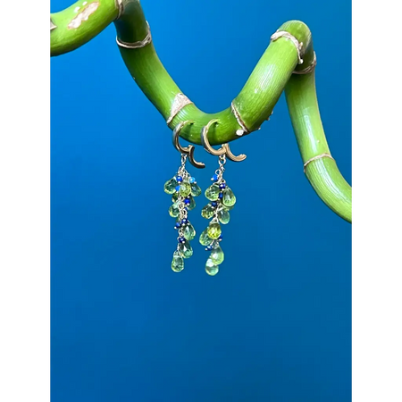 Peridot earrings Selva Peridot briolette and lapis lazuli