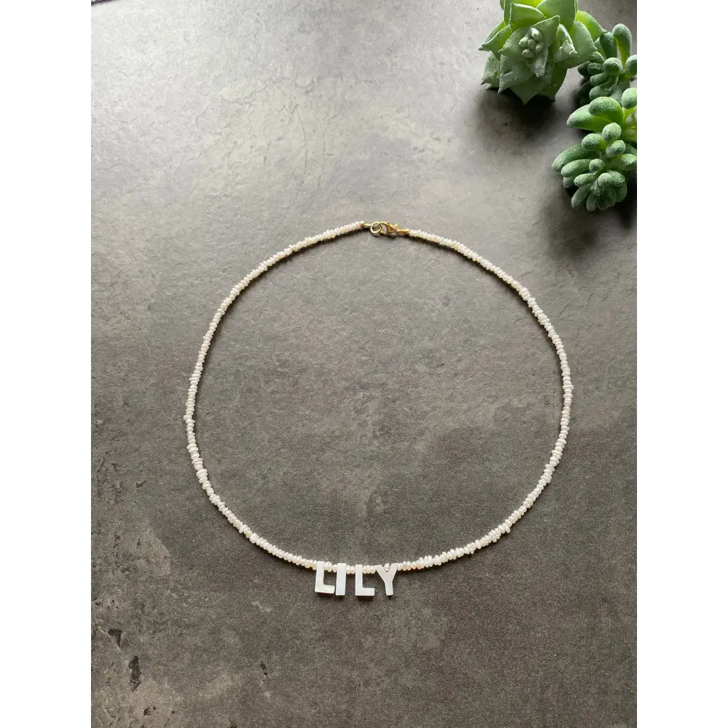 Personalised name pearl necklace