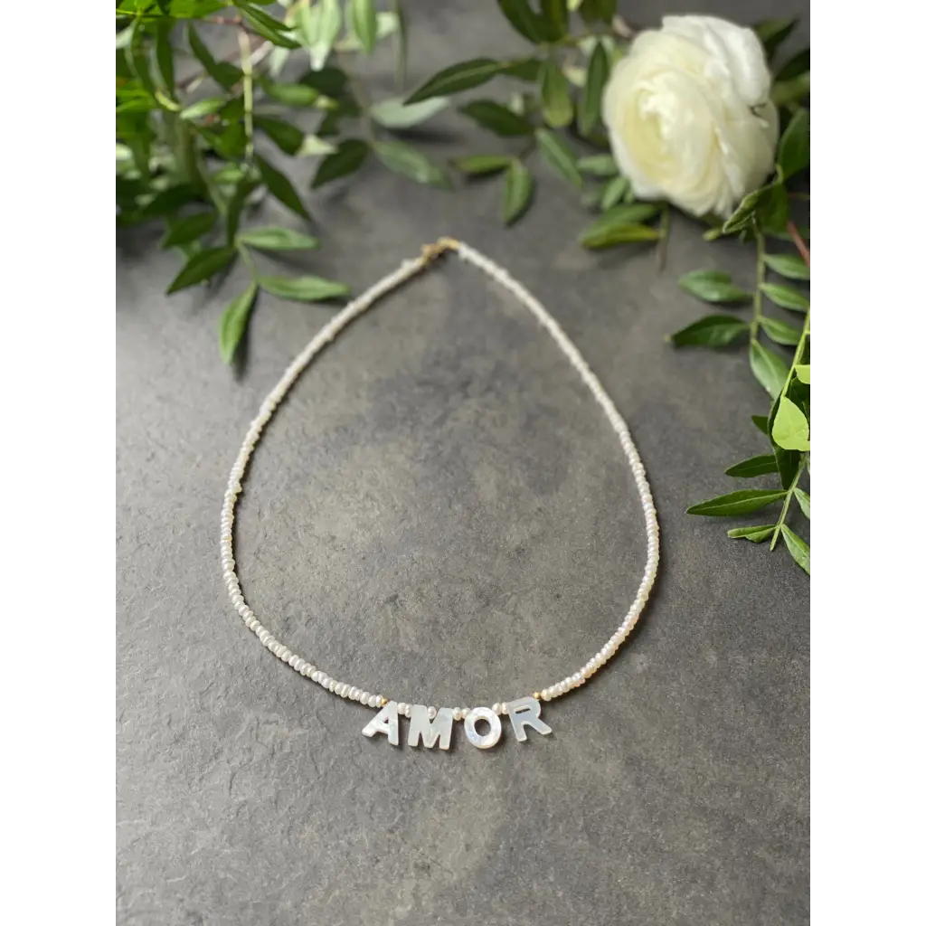 Personalised name pearl necklace