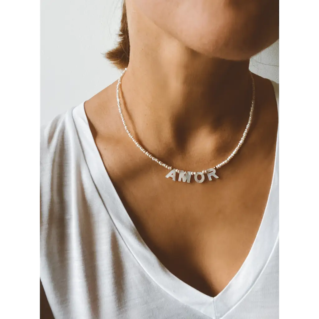 Personalised name pearl necklace