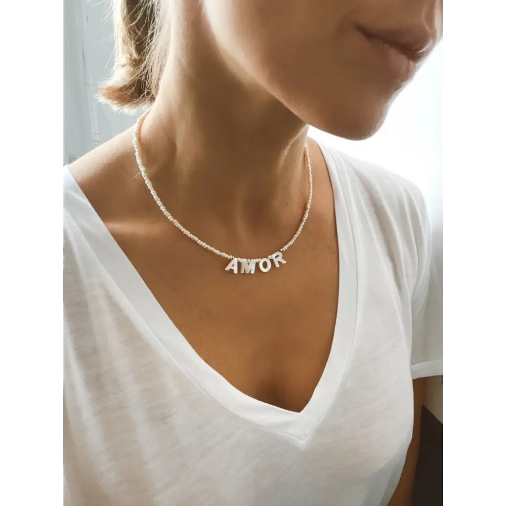 Personalised name pearl necklace
