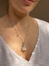 Pink Baroque Pearl Pendant Necklace “Golden Hour” Crystal