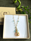 Pink Baroque Pearl Pendant Necklace “Golden Hour” Crystal