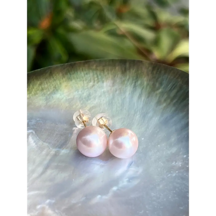 Pink Edison pearl studs fresh water pearl stud earrings