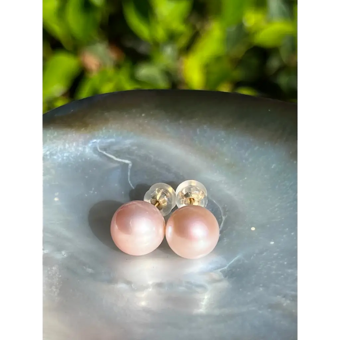 Pink Edison pearl studs fresh water pearl stud earrings