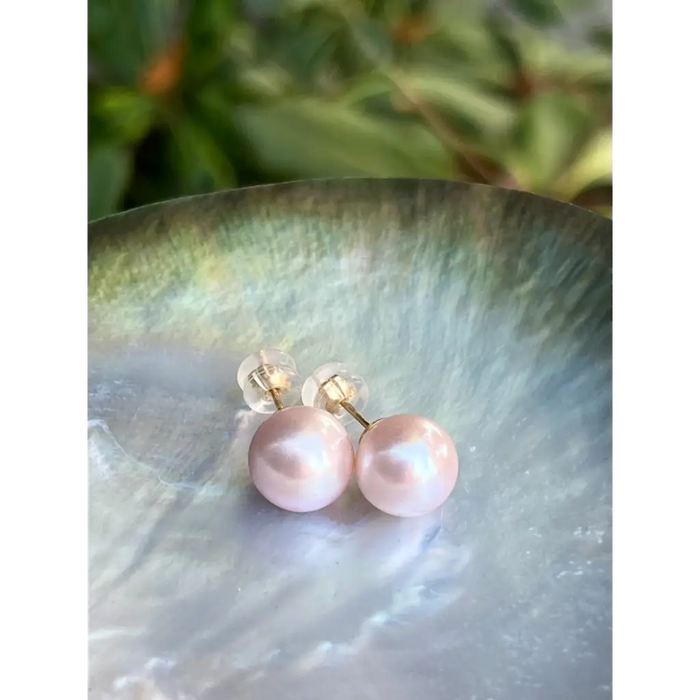 Pink Edison pearl studs fresh water pearl stud earrings