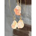 Pink keshi petal pearl earrings and pendant set Jewelry Sets