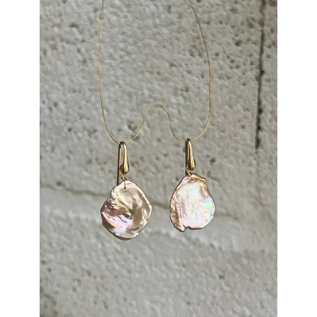Pink keshi petal pearl earrings and pendant set Jewelry Sets