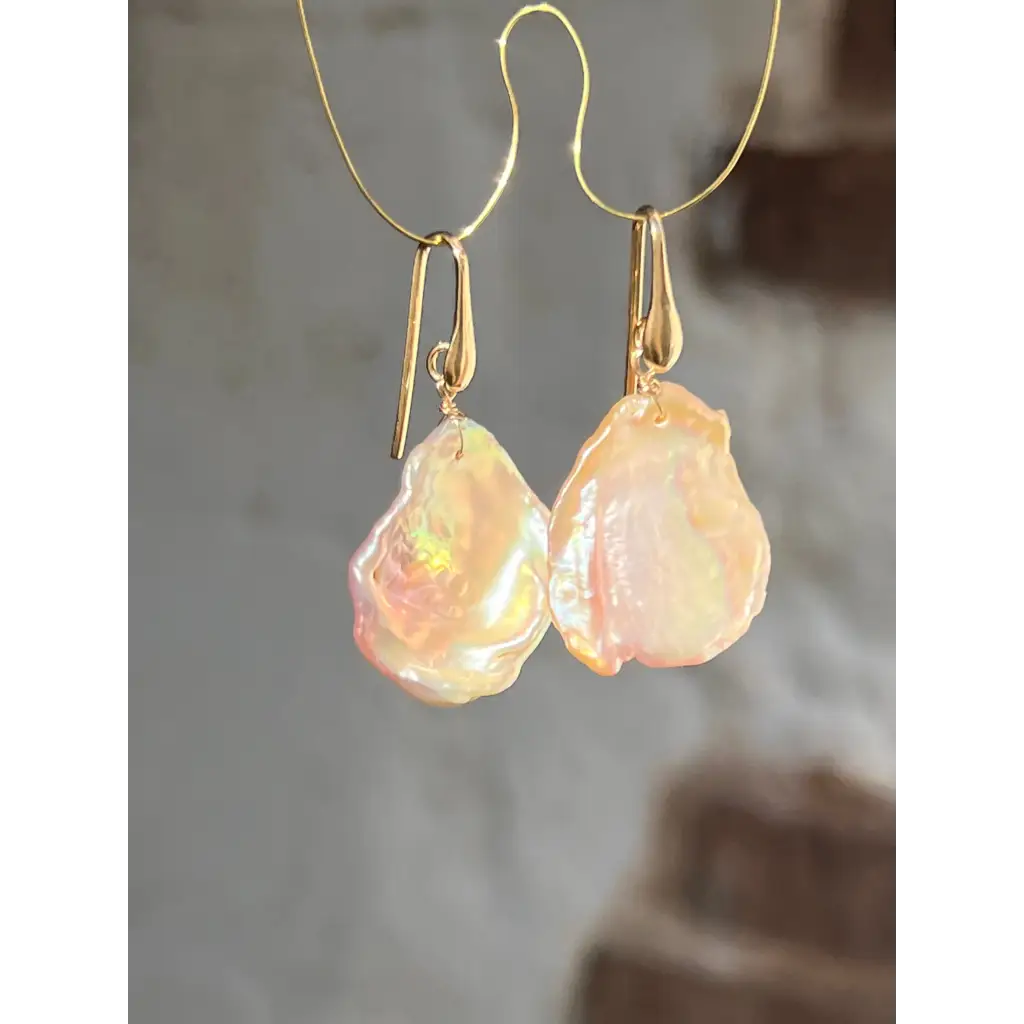 Pink keshi petal pearl earrings and pendant set Jewelry Sets