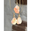 Pink keshi petal pearl earrings and pendant set Jewelry Sets