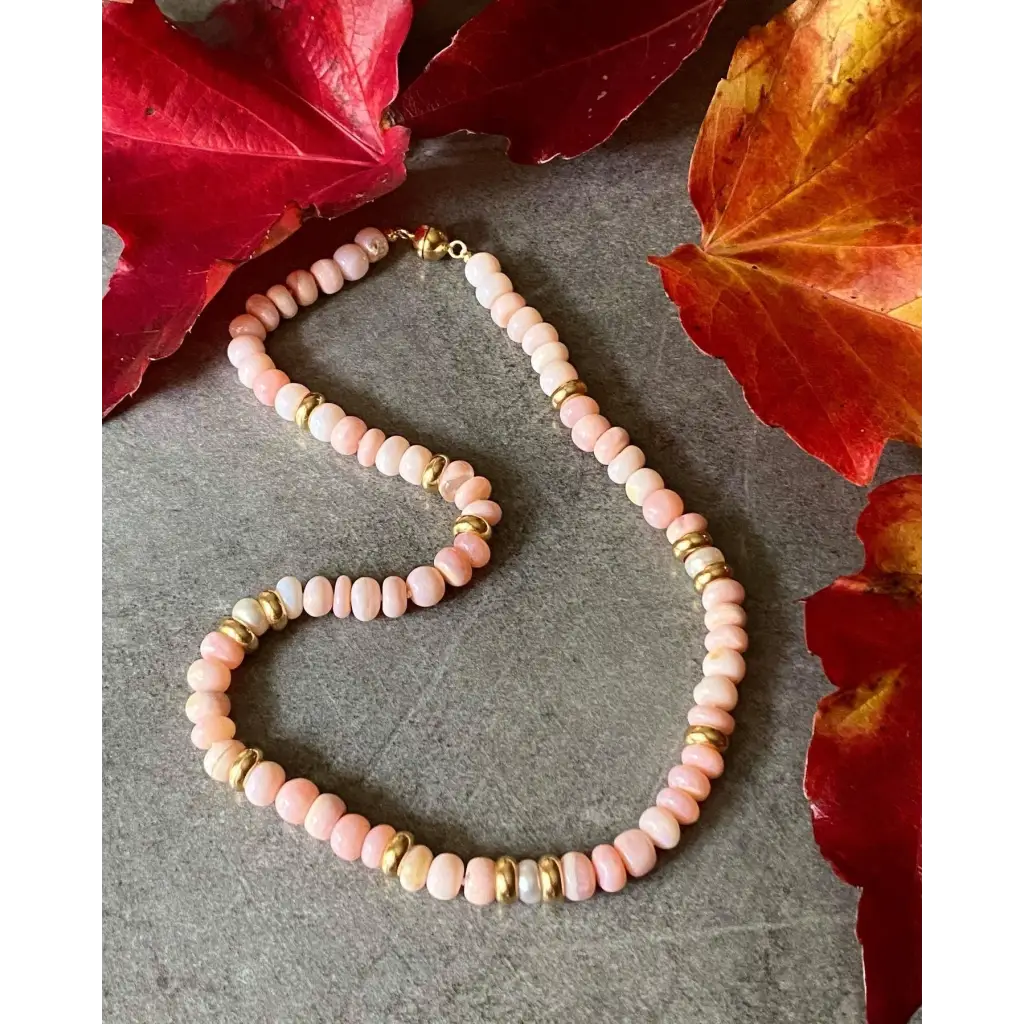 Pink opals fresh water pearls and gold vermeil beaded