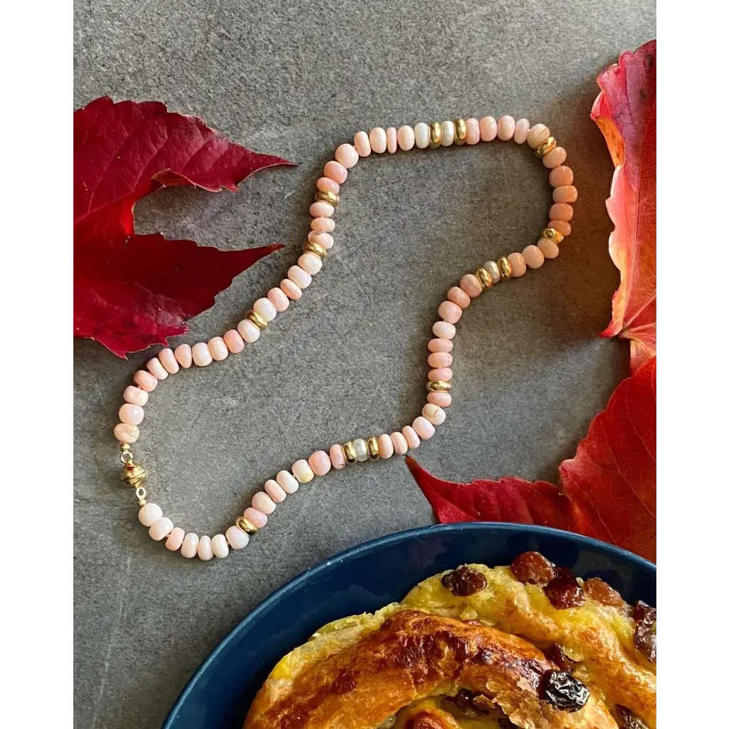 Pink opals fresh water pearls and gold vermeil beaded