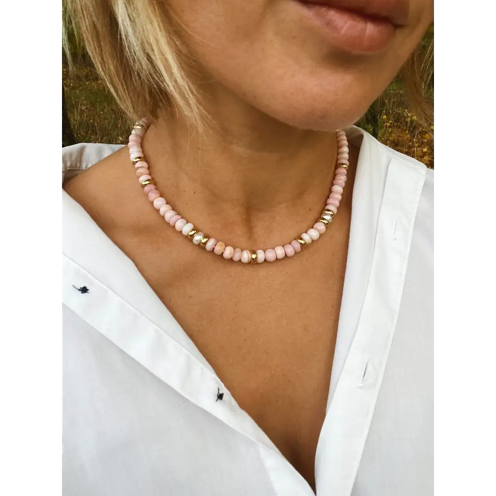 Pink opals fresh water pearls and gold vermeil beaded