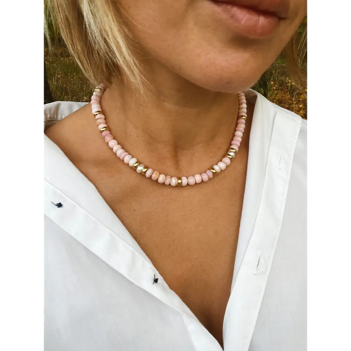 Pink opals fresh water pearls and gold vermeil beaded