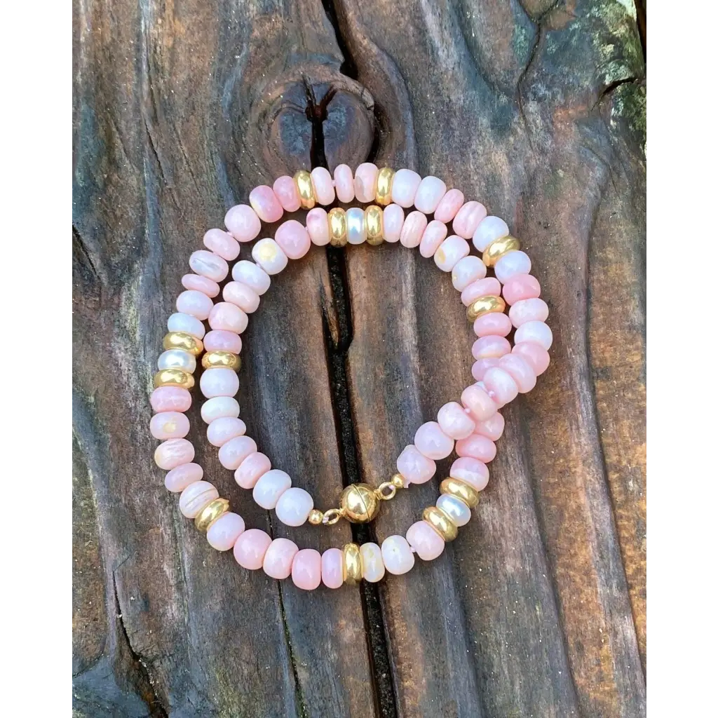 Pink opals fresh water pearls and gold vermeil beaded