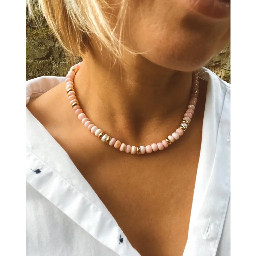 Pink opals fresh water pearls and gold vermeil beaded
