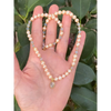 Pink pearl and natural aquamarine necklace with gold vermeil