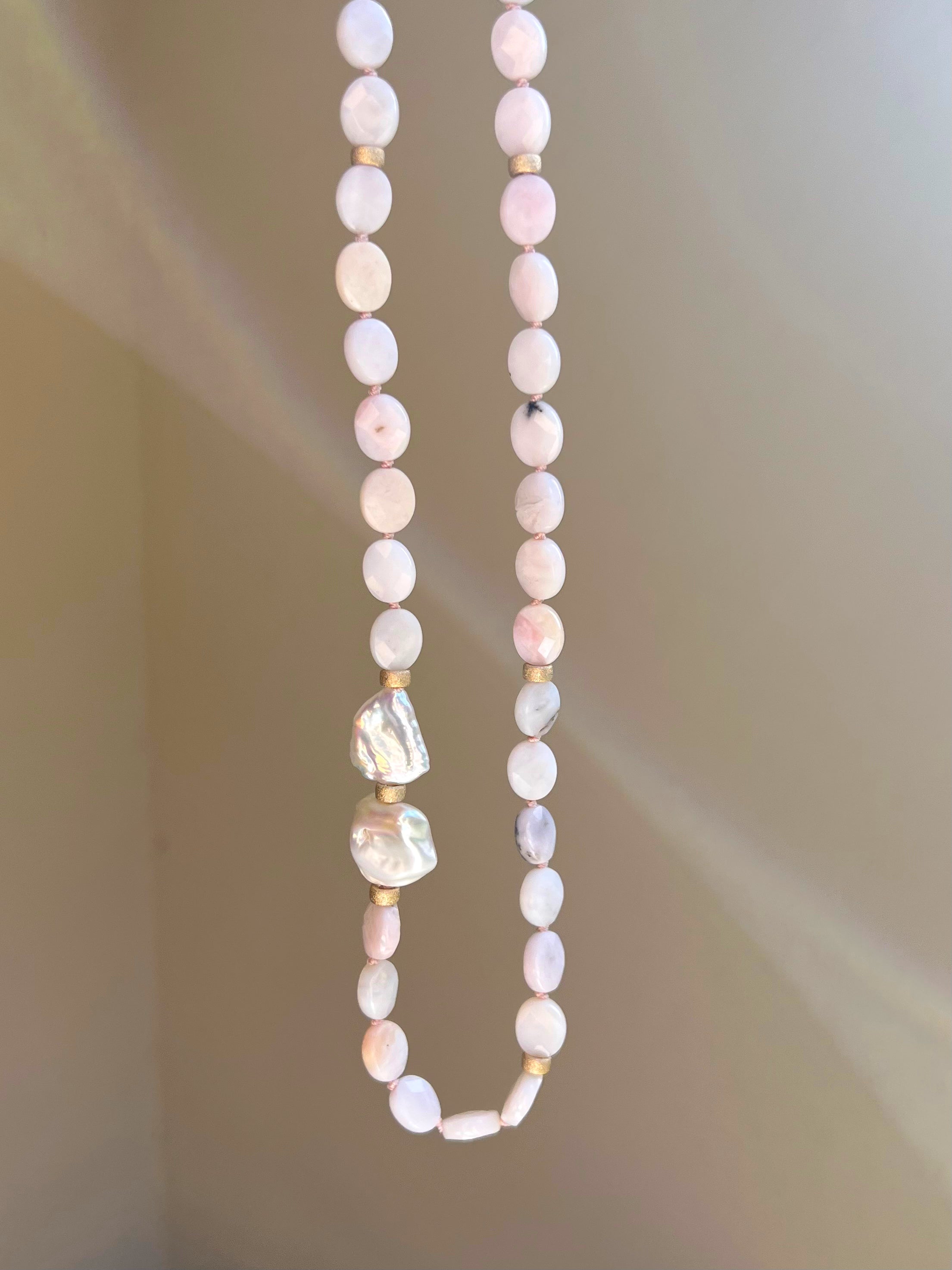 Pink Peruvian Opal Statement Necklace Sotogrande Beaded