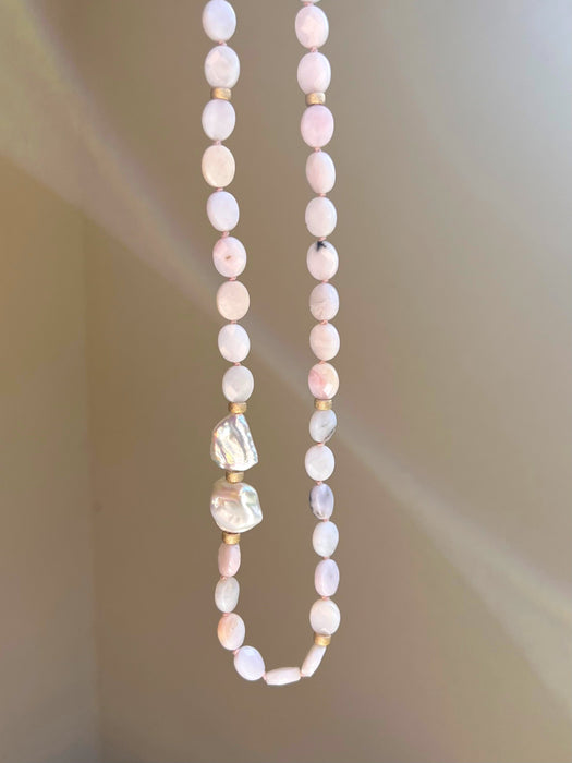 Pink Peruvian Opal Statement Necklace Sotogrande Beaded