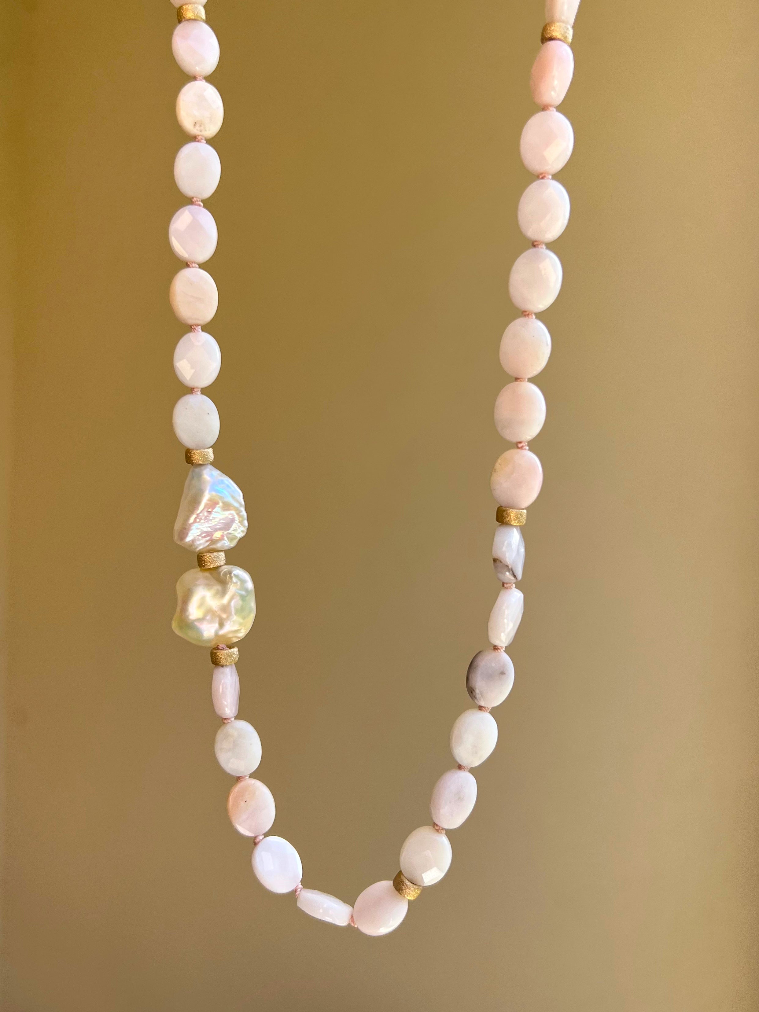 Pink Peruvian Opal Statement Necklace Sotogrande Beaded