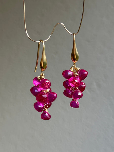 Pink Spinel Cascade earrings Cluster spinel drop earrings