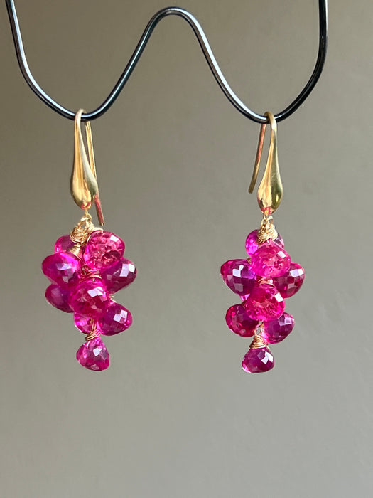 Pink Spinel Cascade earrings Cluster spinel drop earrings