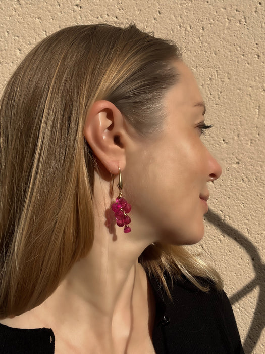 Pink Spinel Cascade earrings Cluster spinel drop earrings