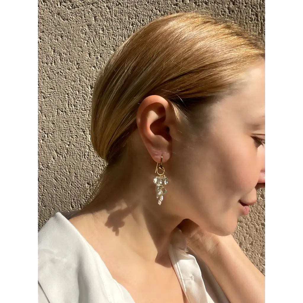Prasiolite earrings green amethyst cluster earrings green