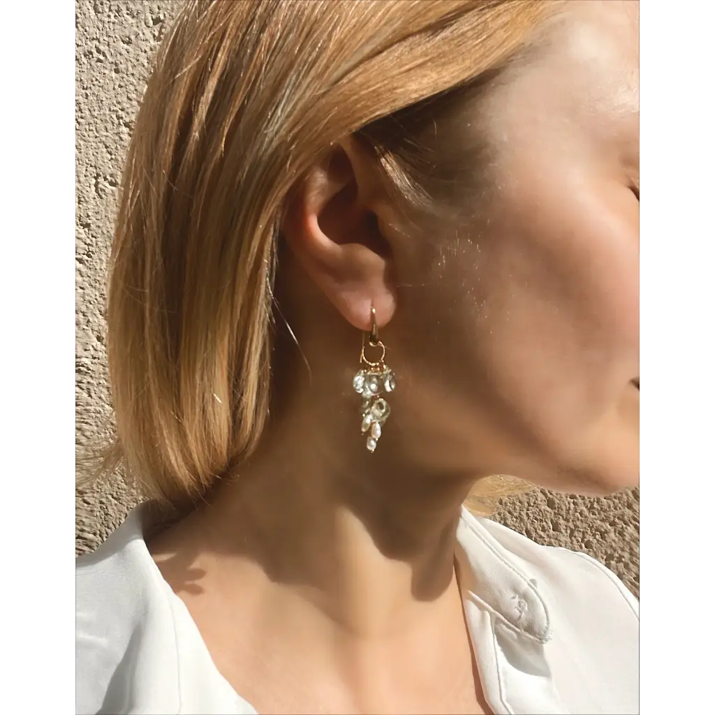 Prasiolite earrings green amethyst cluster earrings green