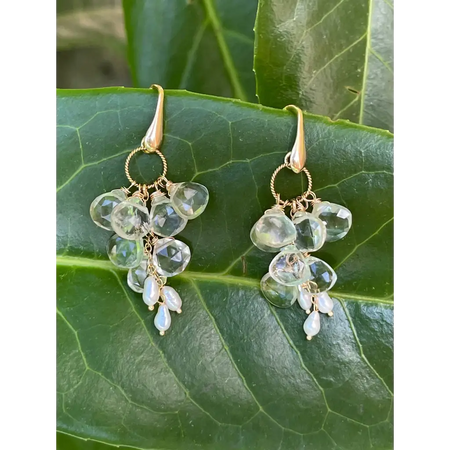 Prasiolite earrings green amethyst cluster earrings green