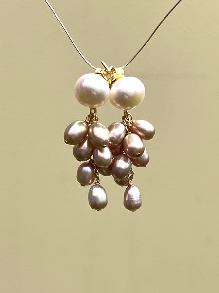 Purple Pearl Cluster Earrings Rosario Dangle & Drop Earrings