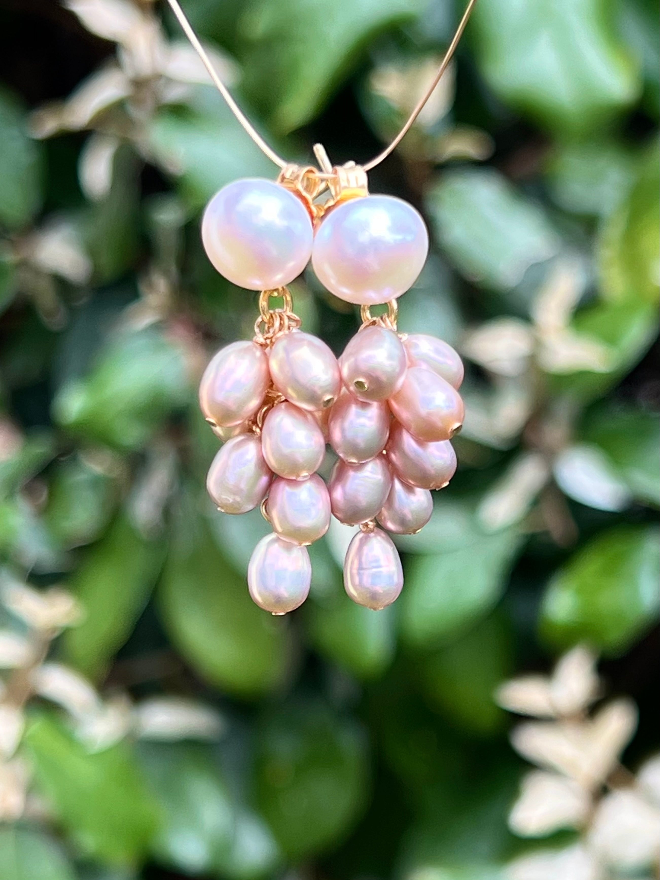 Purple Pearl Cluster Earrings Rosario Dangle & Drop Earrings