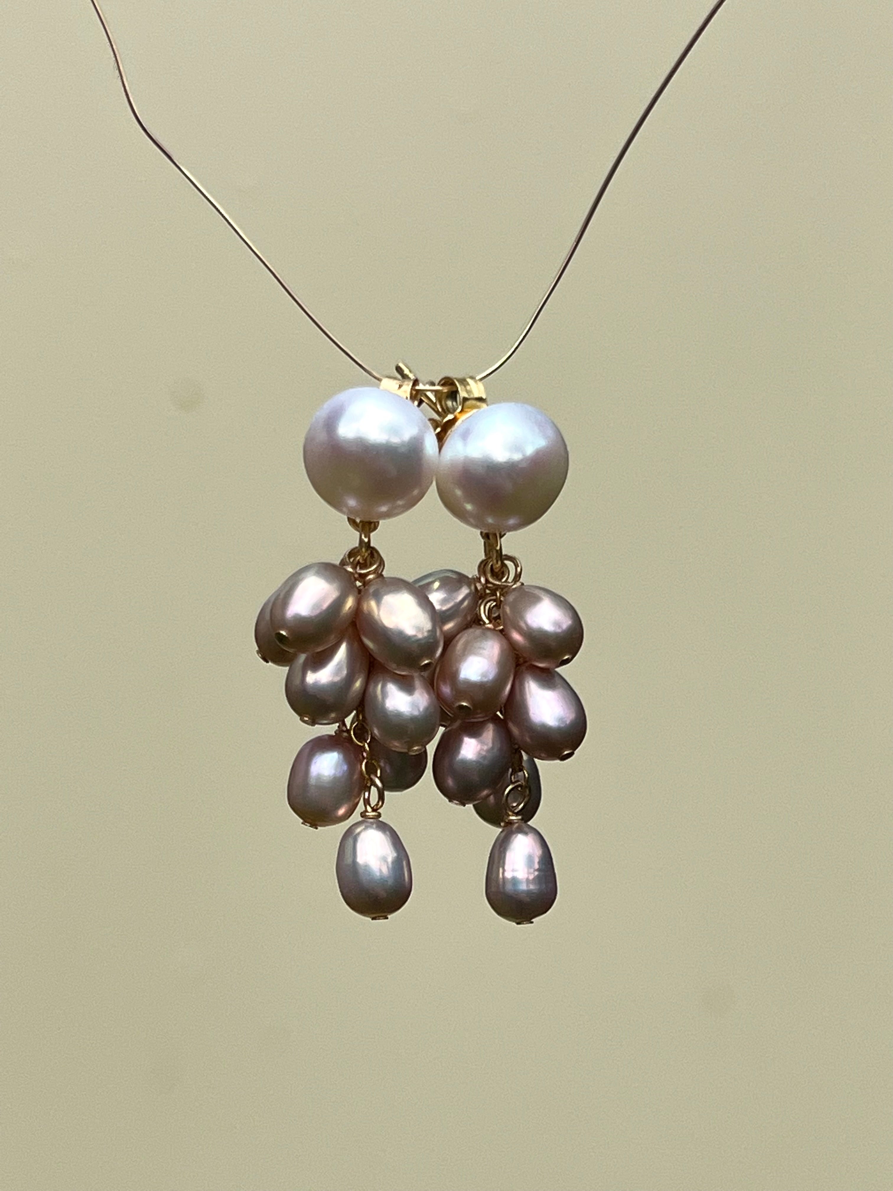 Purple Pearl Cluster Earrings Rosario Dangle & Drop Earrings