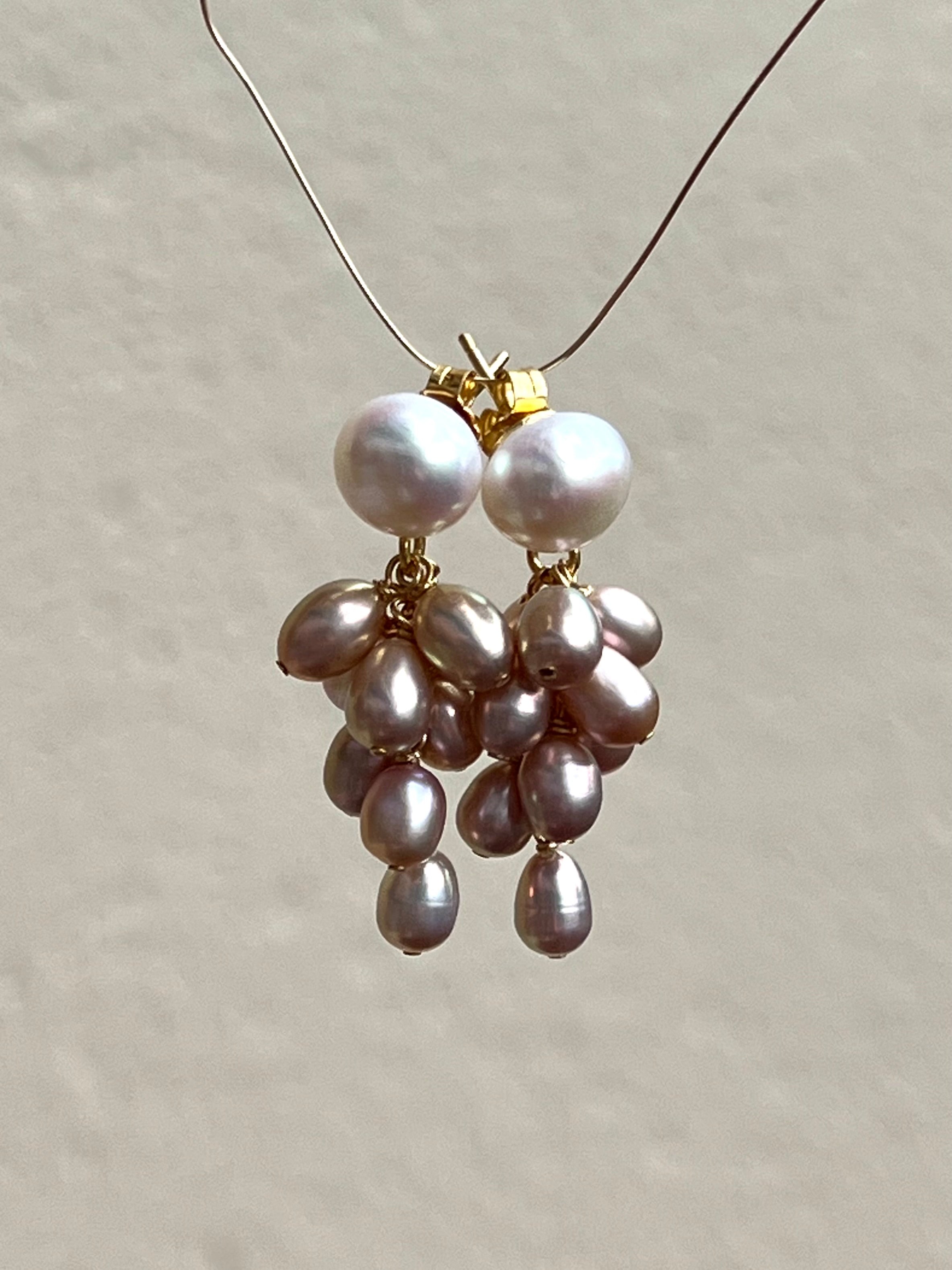 Purple Pearl Cluster Earrings Rosario Dangle & Drop Earrings