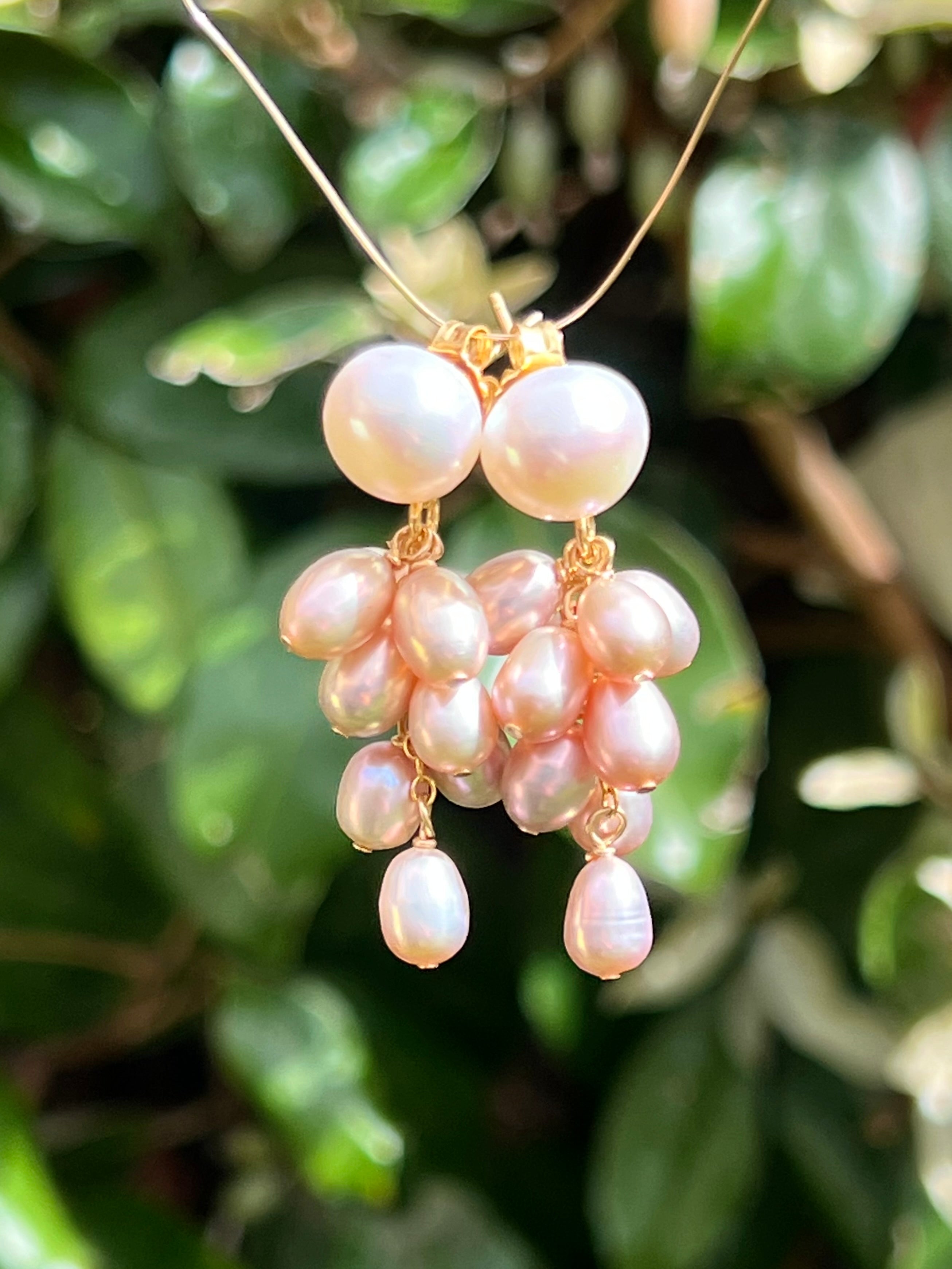 Purple Pearl Cluster Earrings Rosario Dangle & Drop Earrings