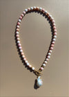 Queen Conch Shell Toggle Necklace With Baroque Pearl Pendant