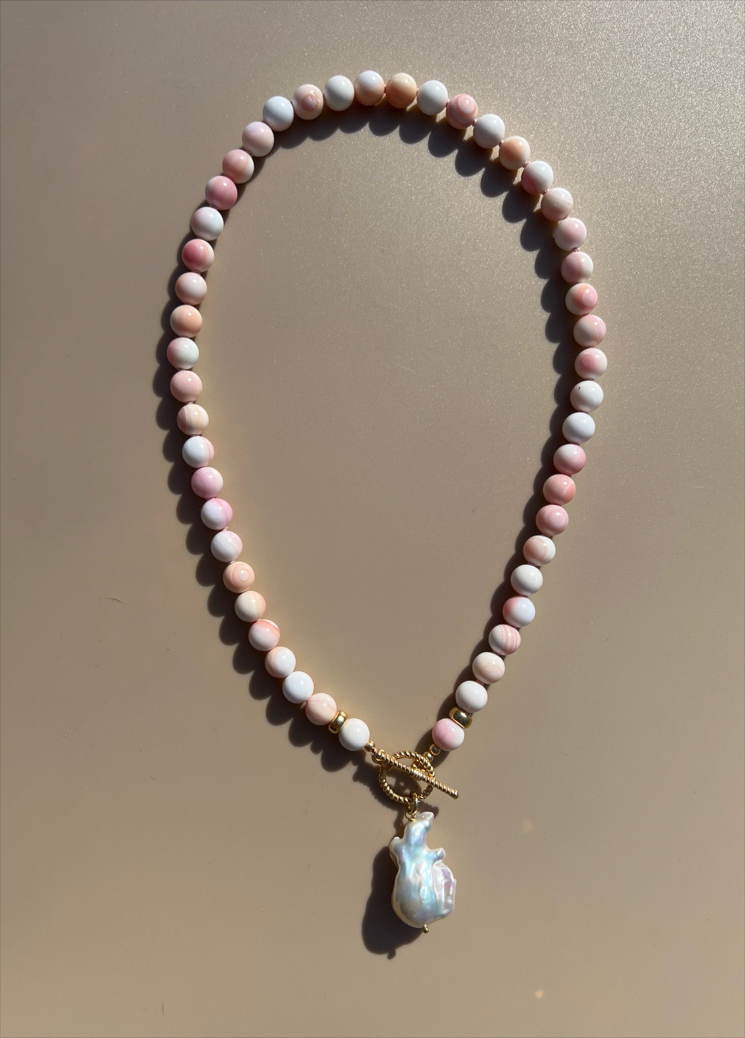 Shell Toggle Queen Conch Shell Toggle Necklace With Baroque Pearl Pendant