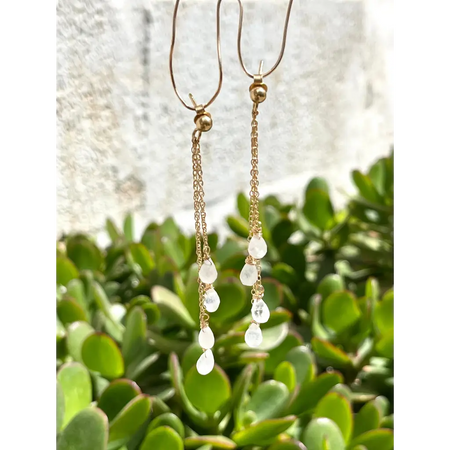 Rainbow moonstone cascade earrings moonstone long dangle