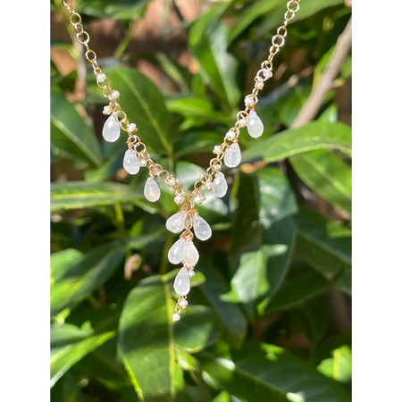 Rainbow moonstone drop necklace Luna bridal jewelry