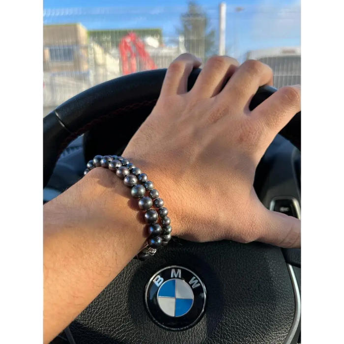 Real black pearl stretch bracelet for men Beaded Bracelets