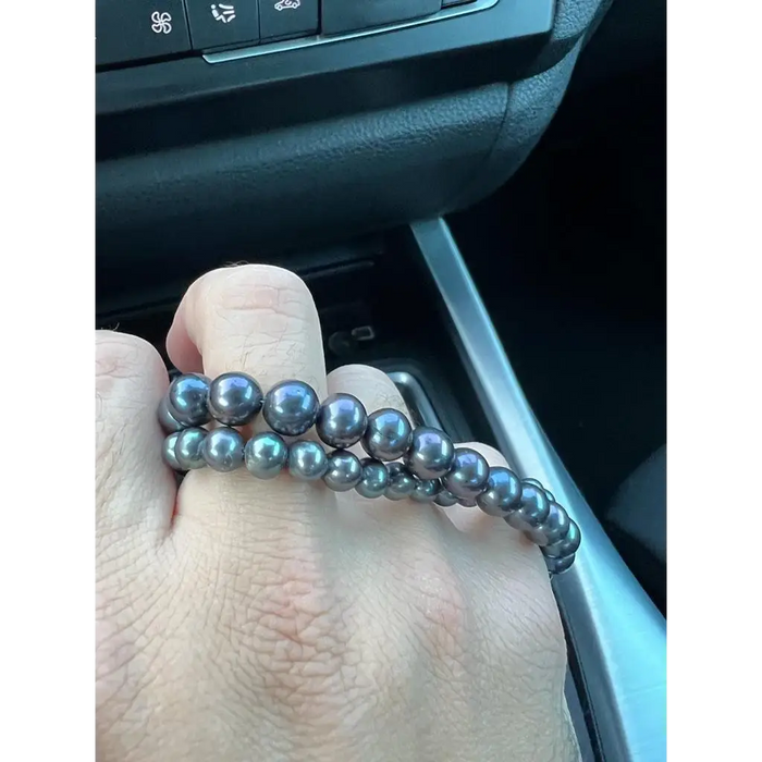 Men's Black Pearl Halo Bracelet