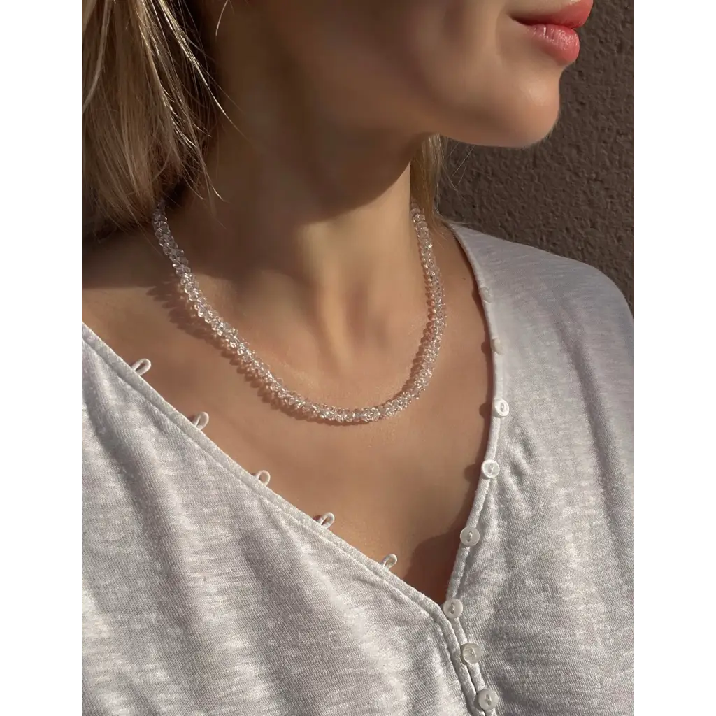 Rock crystal and baroque pearl beaded necklace Estrella Del