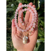 Rose quartz necklace with baroque pearl pendant